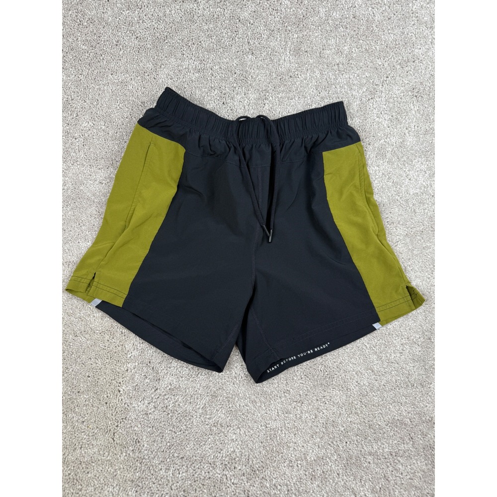 Men's Athletic Shorts - Black with Olive Side Panels